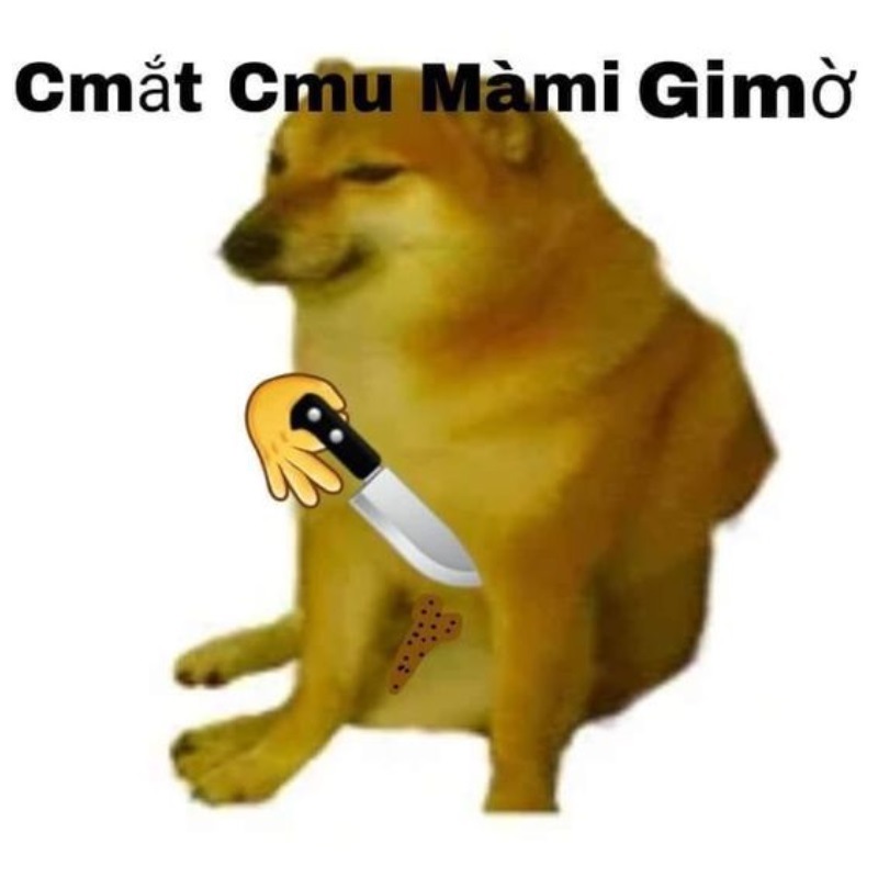 meme cheems cầm dao