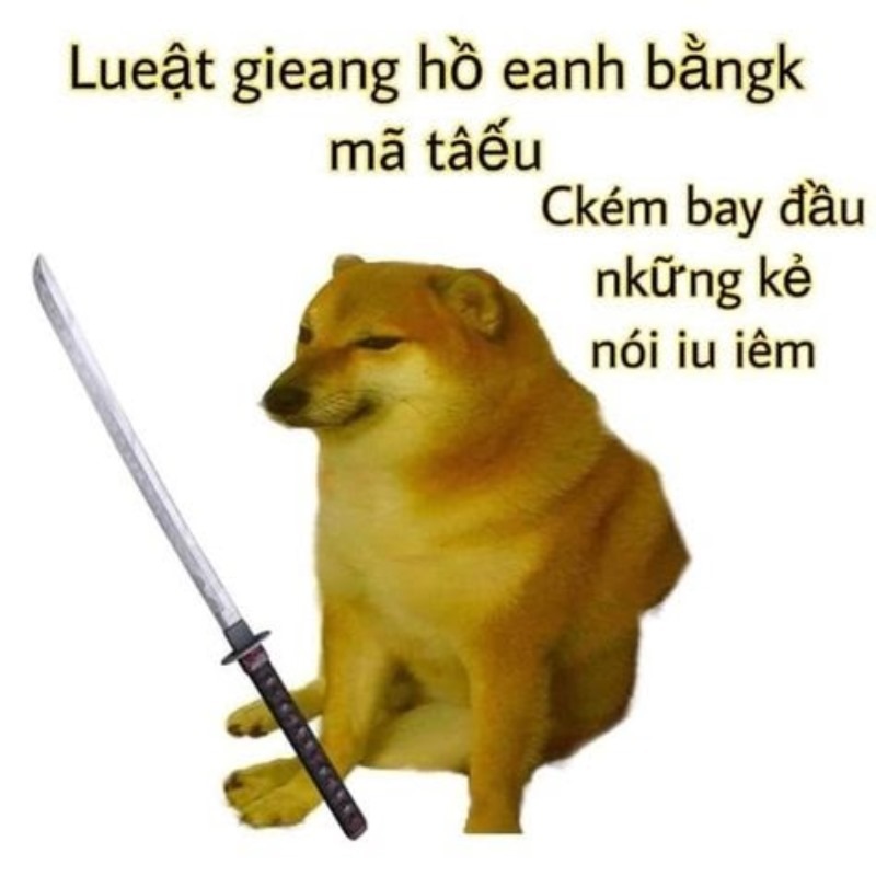 meme cheems cầm kiếm