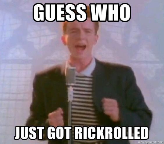 ảnh Rick Roll chơi khăm meme