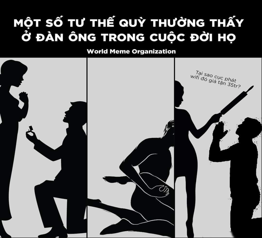 meme quỳ chếch choáng